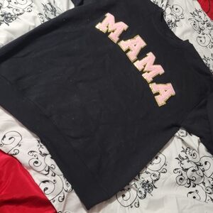 Black Womens Sweat Shirt with Pink 'MAMA' Design